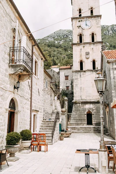 Gatorna Och Sevärdheterna Gamla Stan Panorama Över Staden Perast Montenegro — Stockfoto