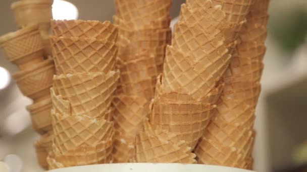 Вулична Їжа Магазині Римі Вафельні Торти Морозива Вікні — стокове відео