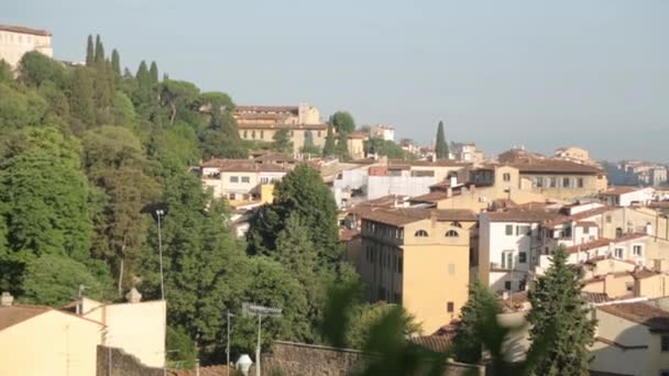 Chrám Santa Maria Mosty Florencie Panoramat Florencie Úsvitu Zajímavostmi — Stock video