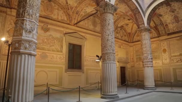 Arquitetura Antiga Pátios Italianos Pátio Galeria Uffizi — Vídeo de Stock