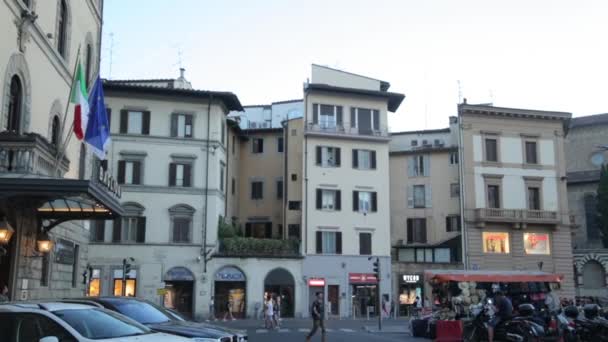 Vistas Hermosa Arquitectura Italia Calles Nocturnas Atmosféricas Florencia — Vídeo de stock