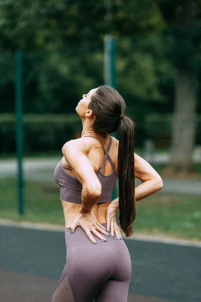 Vale Pena Sonríe Naturaleza Hermosa Chica Atlética Parque Infantil — Foto de Stock