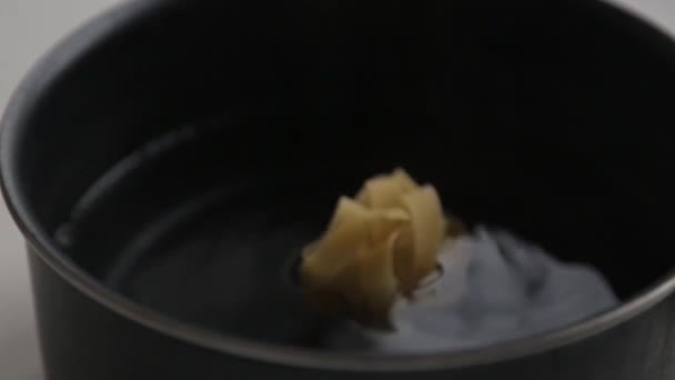 Inhoud Macrofotografie Voor Food Blog Bereiding Dressing Pasta Saus — Stockvideo