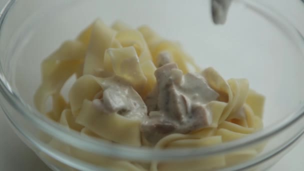Contenuti Macro Fotografia Food Blog Preparazione Condimento Sugo Pasta — Video Stock