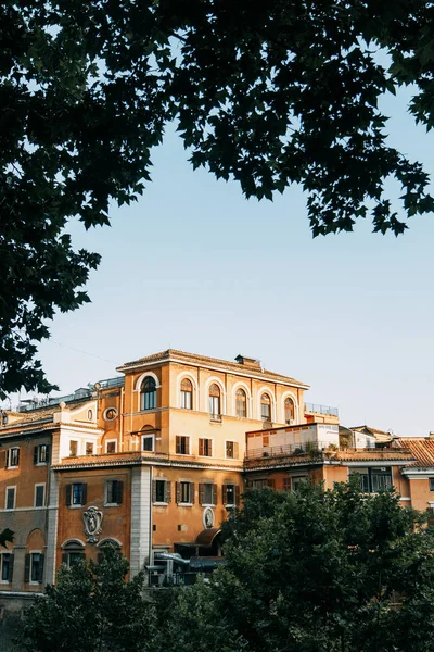 Arquitetura Edifícios Antiga Itália Panorama Noturno Das Ruas Roma — Fotografia de Stock