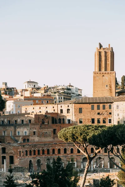 Escavações Arquitetura Antiga Itália Pontos Turísticos Roma Nos Panoramas — Fotografia de Stock