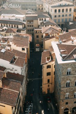 Panorama ve manzara üst tarafta. Floransa 'da sabah ve şafak. 
