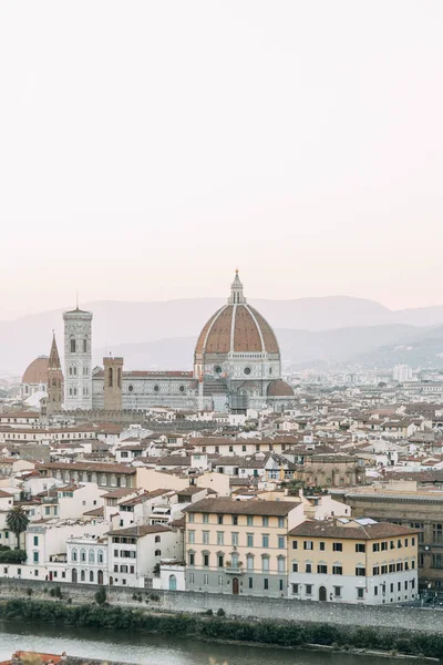 Panorama Zabytki Starego Miasta Zachód Wieczór Florencji — Zdjęcie stockowe