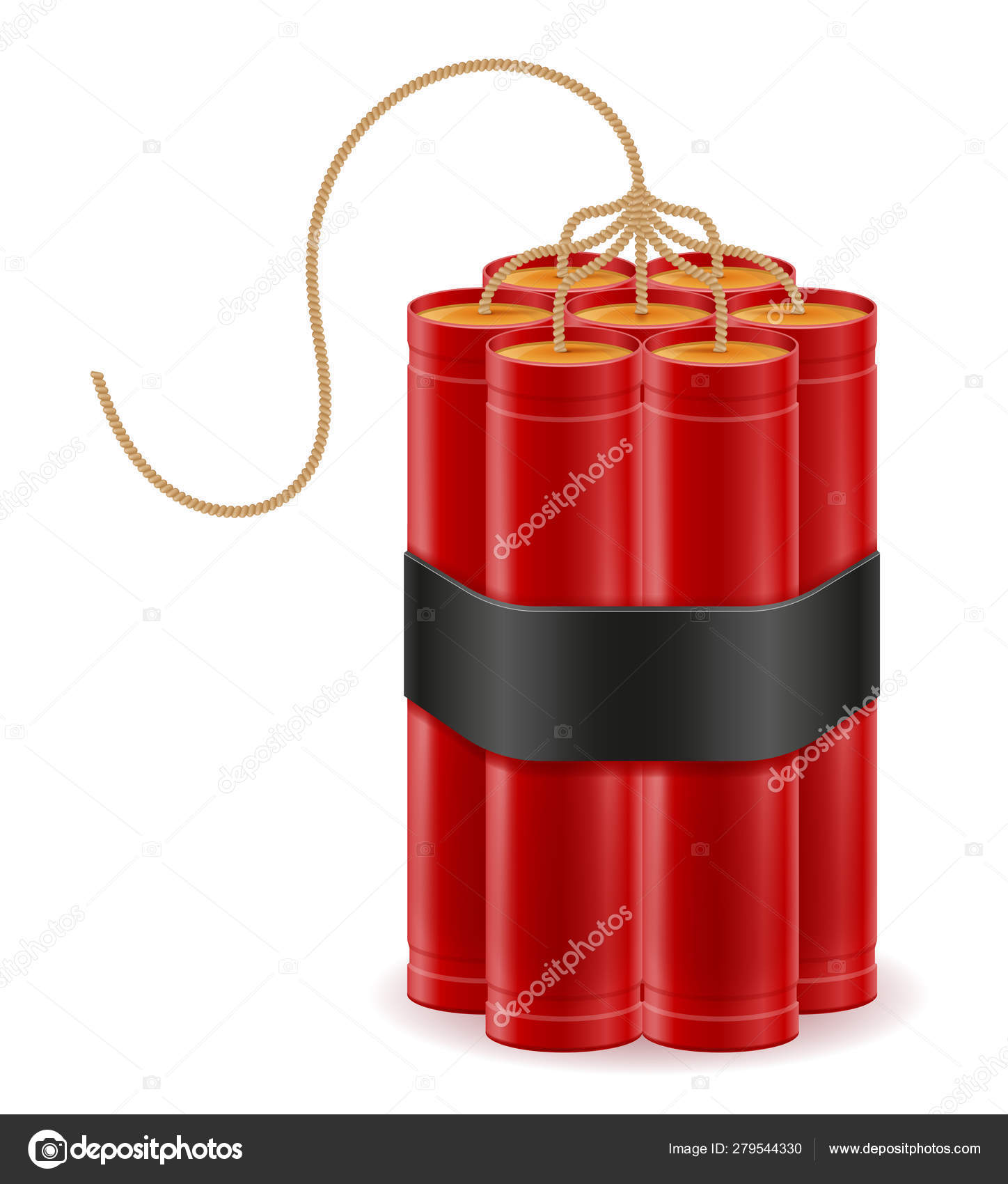 Dynamite Red Stick With Bickford Fuse Stock Vector Illustration