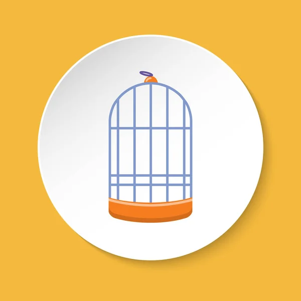 Cylindrical bird cage icon in flat style