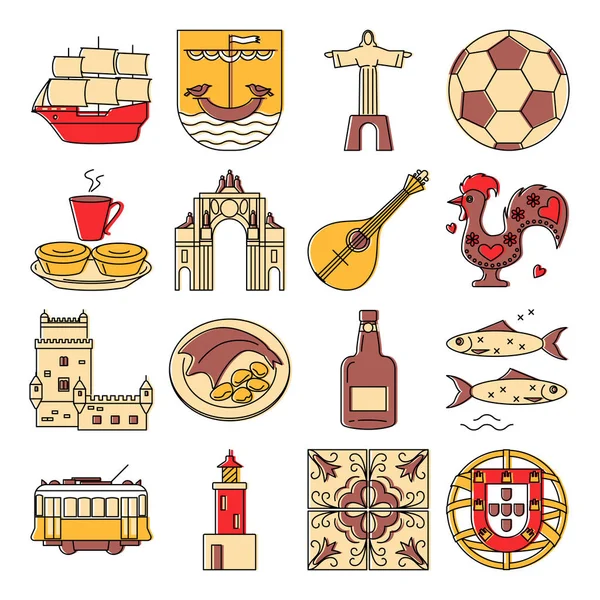 Portugal icons set in thin line style — Stock Illustration Portugal icons set in thin line style Stock Illustration