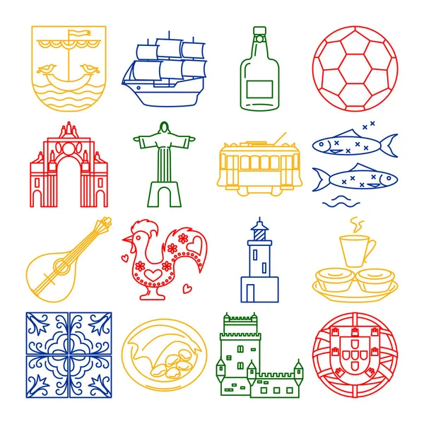 Portugal icons set in thin line style — Stock Illustration Portugal icons set in thin line style Royalty Free Stock Illustrations