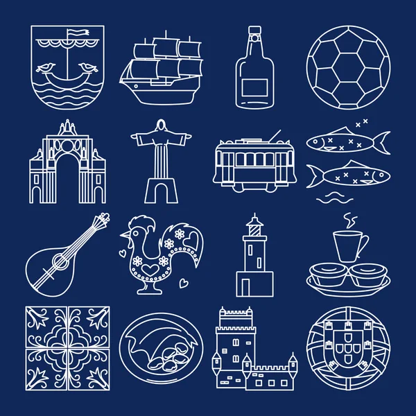 Portugal icons set in thin line style — Stock Illustration Portugal icons set in thin line style Stock Vector