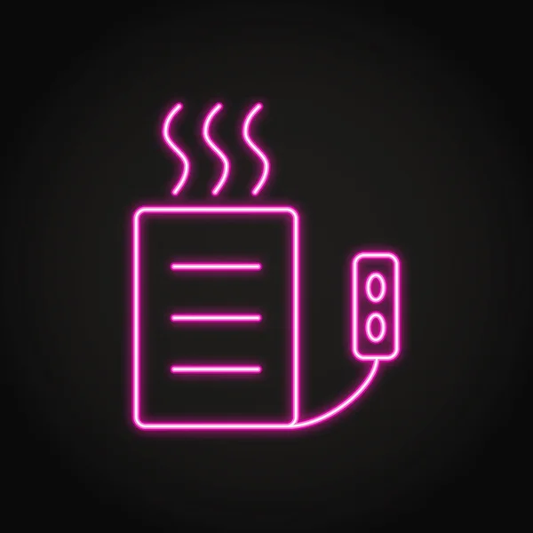 Heating pad icon in neon line style