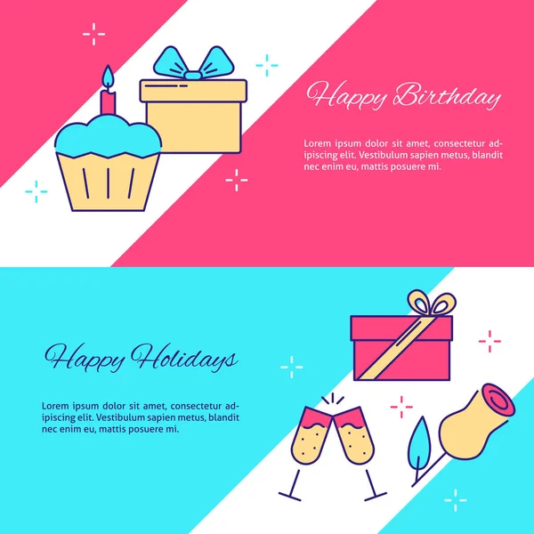 Holidays celebration flyer templates in line style