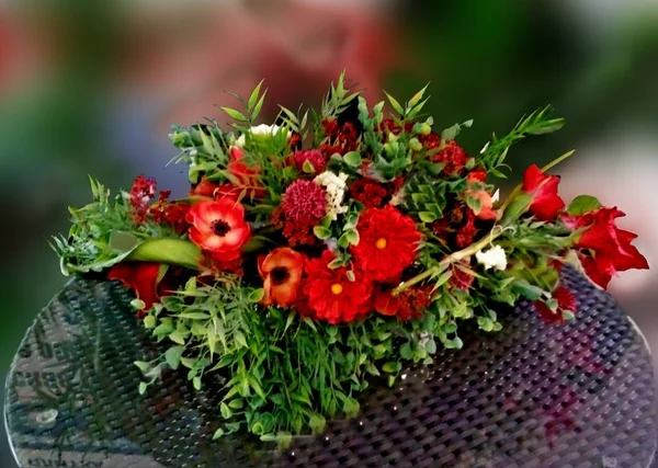 Giardino Fiori Rossi Bouquet Foto — Foto Stock
