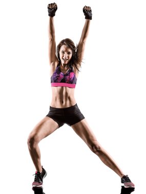 kardiyo boks çekirdek egzersiz fitness egzersiz aerobik kadın çapraz