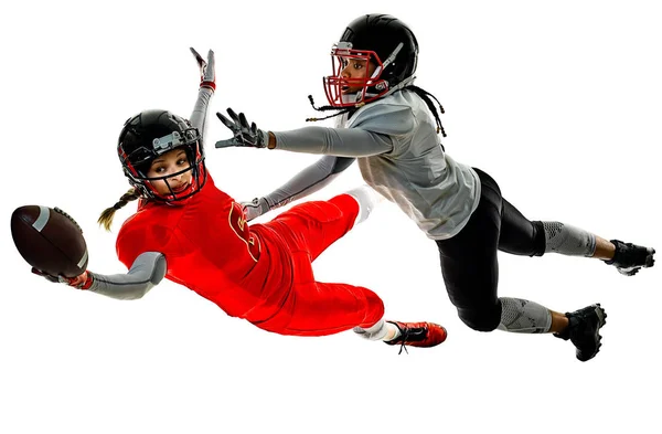 Американський футбол гравців підліток жінок дівчина тіні ізольовані — стокове фото