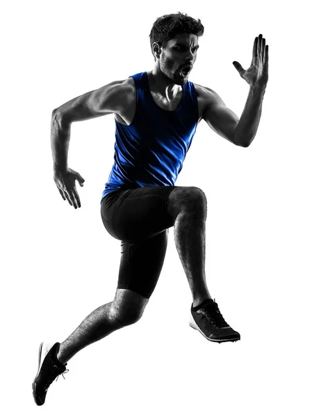 Futó sprinter futó futásnak atlétikai ember sziluettje isola — Stock Fotó