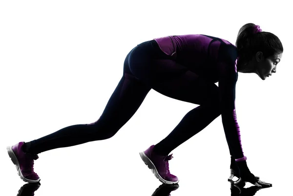 Pelari wanita jogging bayangan siluet terisolasi Stok Foto Bebas Royalti