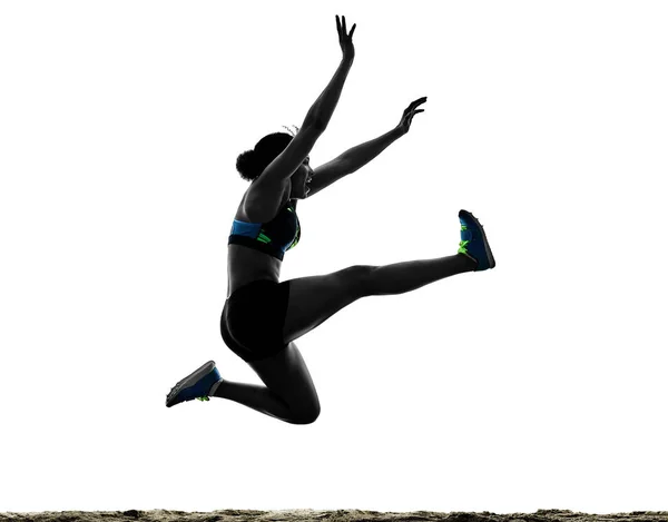 Afrikanska löpare kör sprinter tävlar kvinna isolerade vita b — Stockfoto