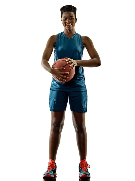 Kosárlabda játékosok nő tinédzser lány, elszigetelt árnyékok — Stock Fotó