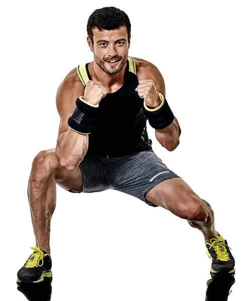 Fitness man cardio boxing exercícios isolados — Fotografia de Stock