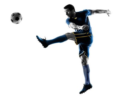 Futbol oyuncu adam izole siluet tekme 