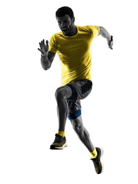 izole siluet beyaz geri jogging jogging yapan çalışan adam runner