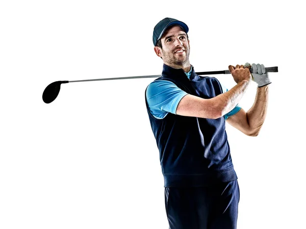 Uomo golfista golf isolato withe sfondo — Foto Stock