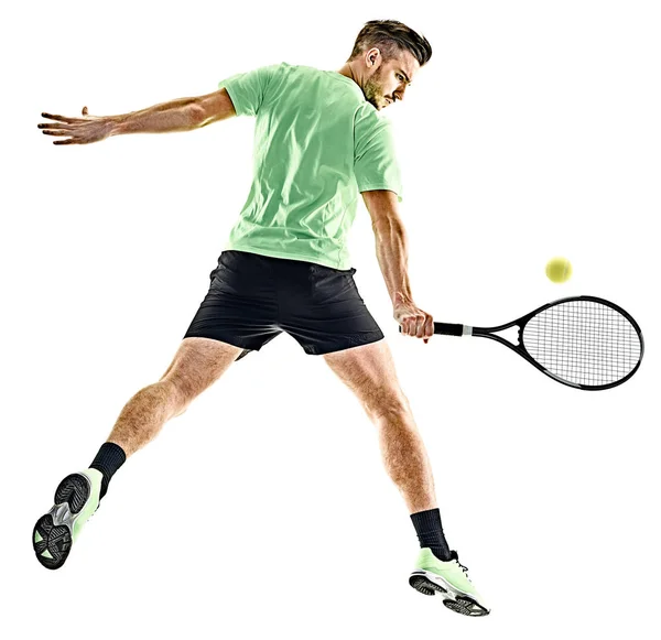 Korty tenisowe gracz mężczyzna na białym tle — Zdjęcie stockowe