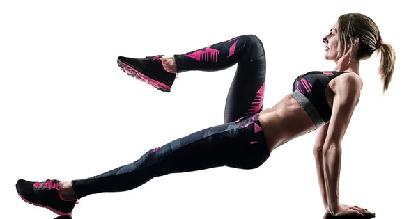 Женщина пилатес фитнес упражнения силуэт изолирован — стоковое фото