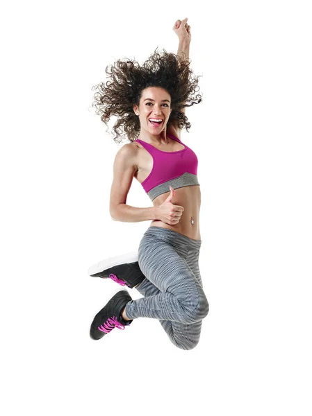 Mujer zumba bailarina bailando ejercicios de fitness aislado — Foto de Stock