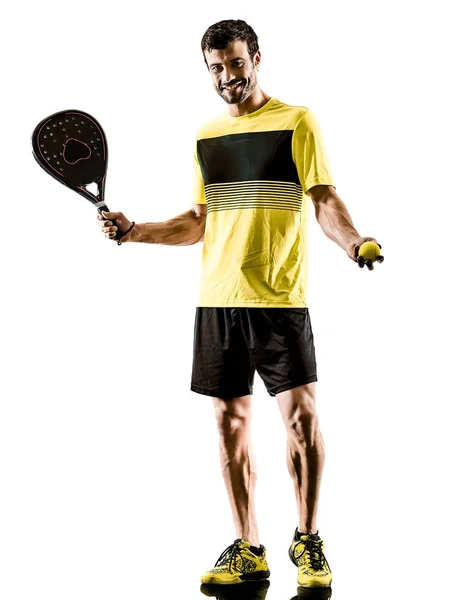 Padel 테니스 선수 남자 절연 흰색 배경 — 스톡 사진