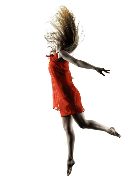 Modern dancer dancing woman isolated silhouette — Stock Photo, Image