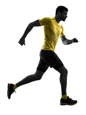 izole siluet beyaz geri jogging jogging yapan çalışan adam runner