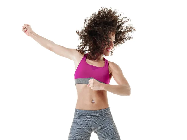 Zumba-Tänzerin tanzt Fitness-Übungen — Stockfoto