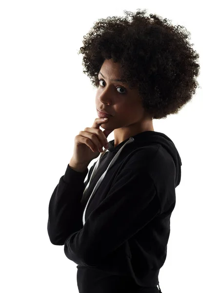 Jovem adolescente menina mulher sério retrato sombra silhueta iso — Fotografia de Stock