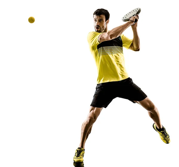 Padel jugador de tenis hombre aislado fondo blanco — Foto de Stock