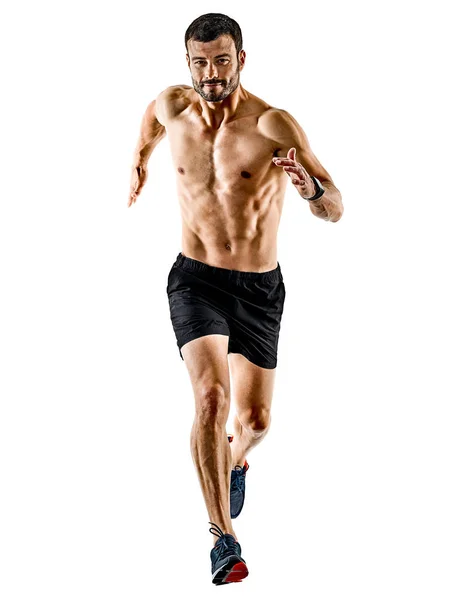 Man runner jogger running jogging isolated shadows — Stock Photo, Image