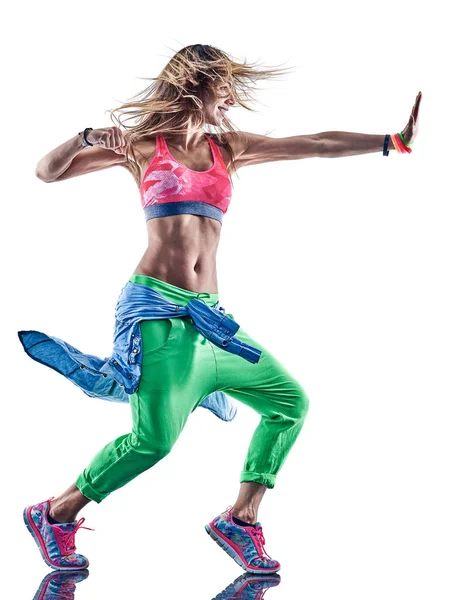 Kobieta zumba tancerze taniec fitness ćwiczenia ćwiczenia isolat — Zdjęcie stockowe