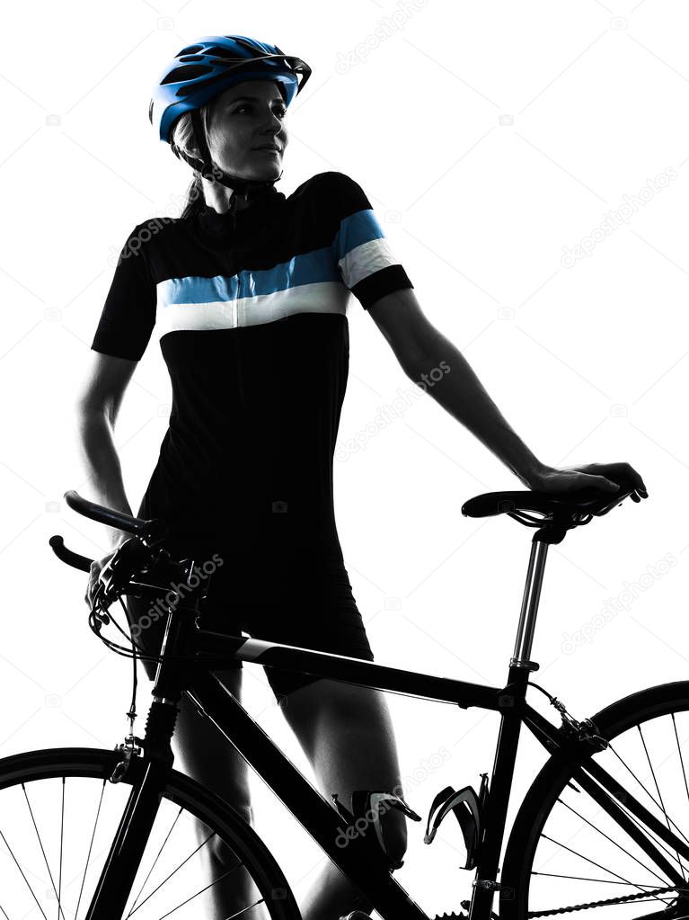 cyclist cycling riding bicycle woman isolated silhouette