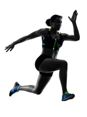 Afrika runner sprinter koşu kadın çalışan beyaz b izole