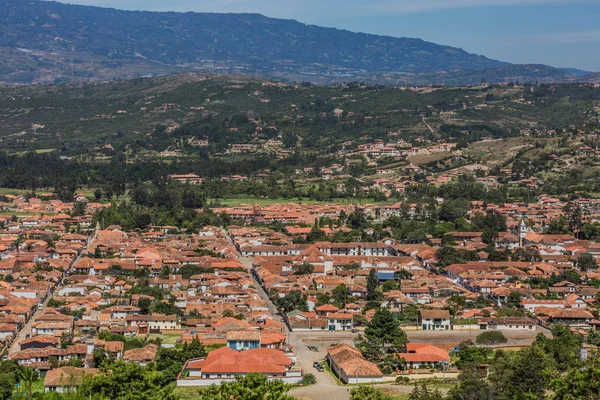 Villa de Leyva gökyüzü şehir merkezi Boyaca Kolombiya — Stok fotoğraf