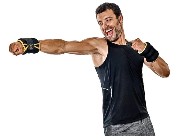 Fitness man cardio boxing exercícios isolados — Fotografia de Stock