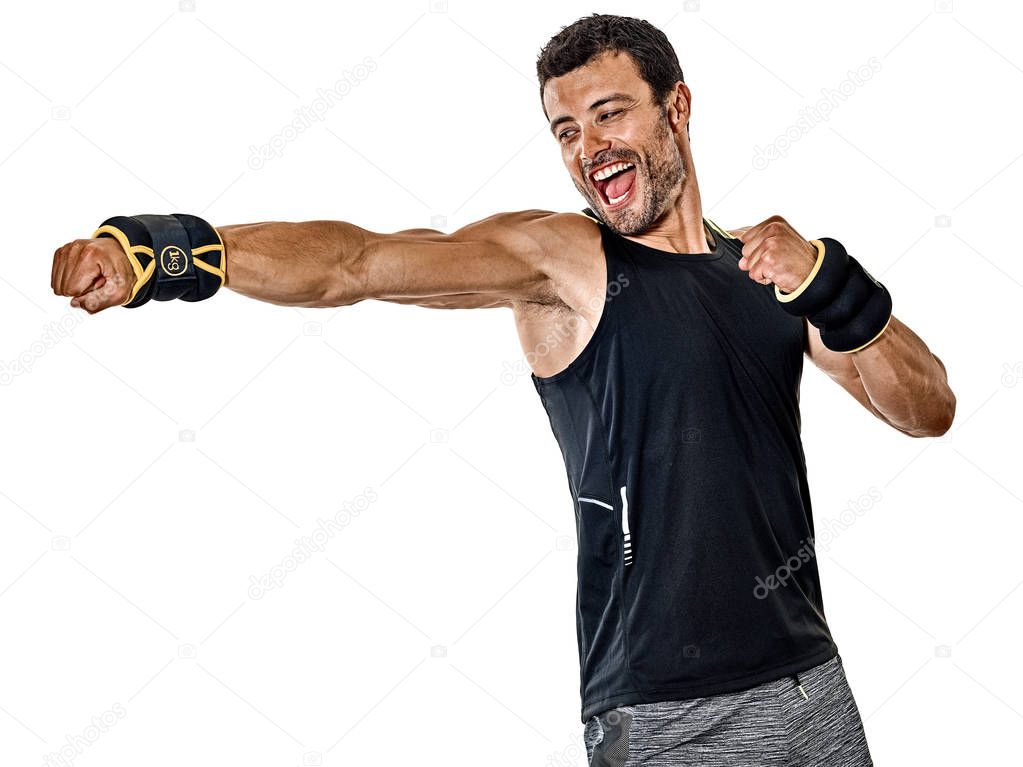 fitness man cardio boxing exercises isolated