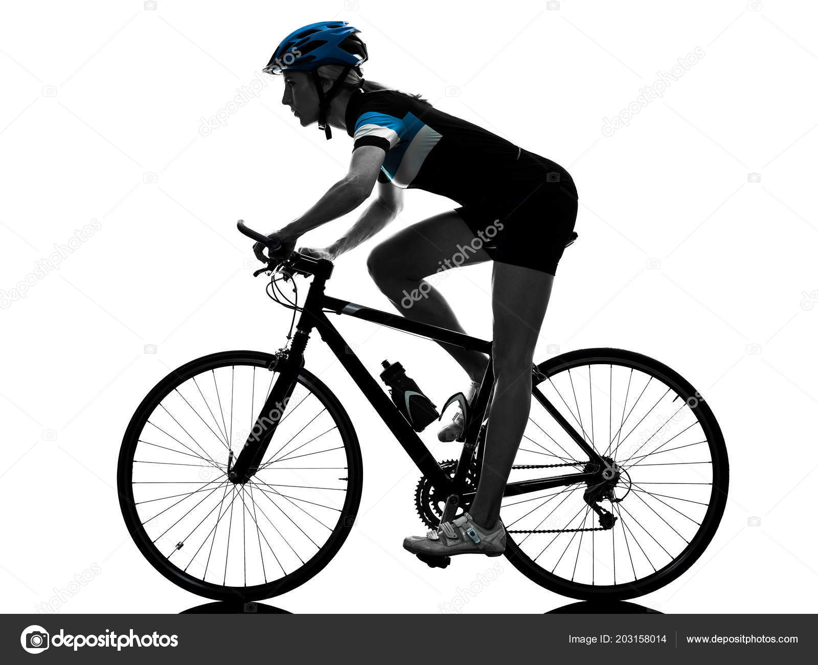 自転車乗り自転車の女性隔離されたシルエット ストック写真 C Stylepics