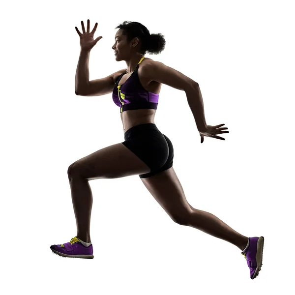 African runner running sprinter sprinting femme isolé blanc b — Photo