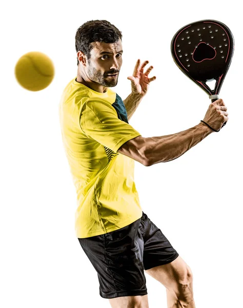 Padel 테니스 선수 남자 절연 흰색 배경 — 스톡 사진