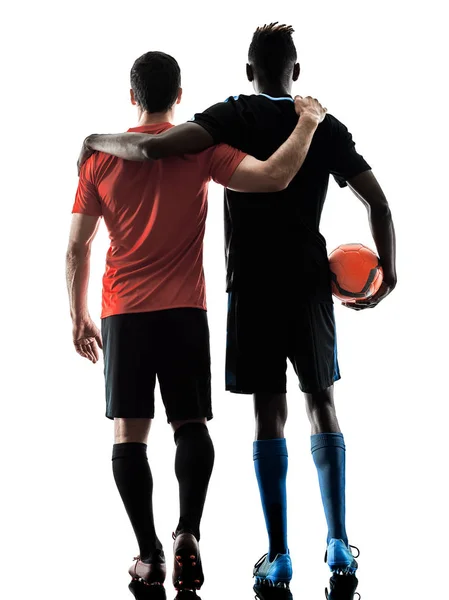 Jogadores de futebol homens silhueta isolada fundo branco Fotos De Bancos De Imagens